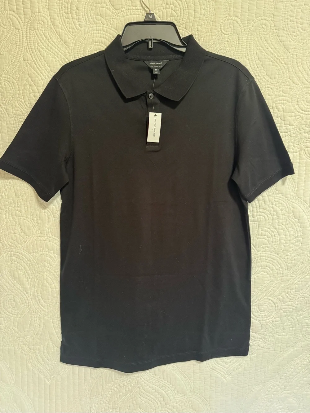 Banana Republic Luxe Touch Slim Polo  Men's M Tall Black NWT